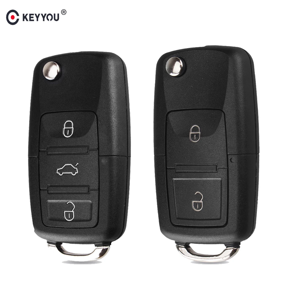 #*Cheap KEYYOU 2 button Folding Car Remote Key Flip Folding Key Shell Case For Volkswagen Vw Jetta Golf Passat Beetle Skoda Seat Polo B5