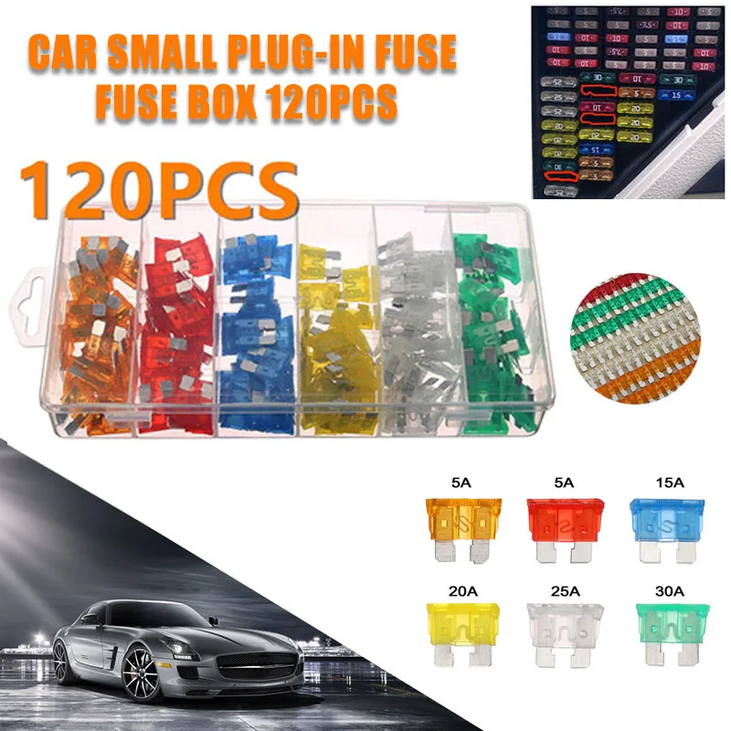 120pcs Car Fuse Boxed Assortment Plug in Fuses for Trucks RV Auto SUV