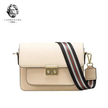 

LAORENTOU women leather bag 2020 new fashion popular wide shoulder strap Messenger bag Personal shoulder bag