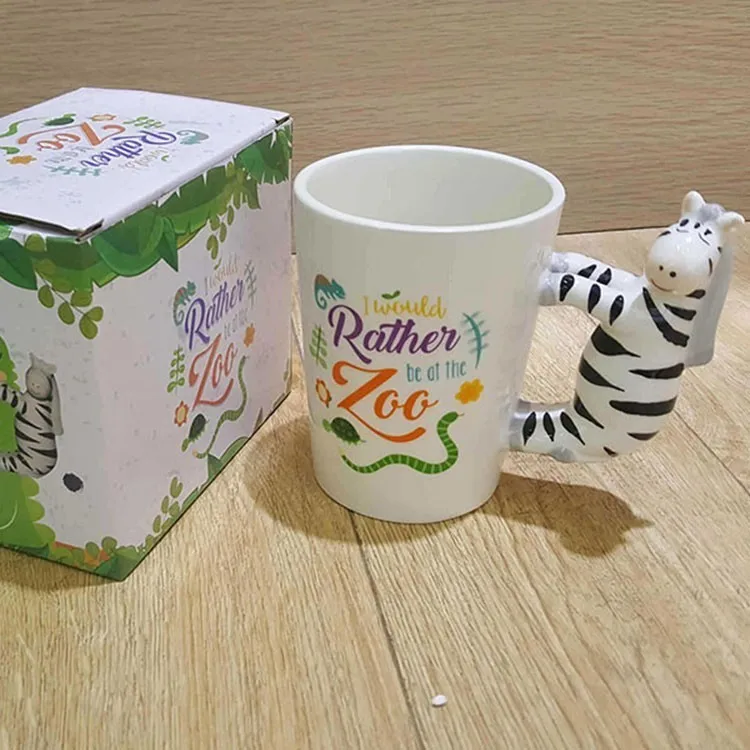 Креативная керамическая кофейная кружка 3D Животные кружки Детские чайные чашки модная чайная чашка лесная аппликация джунгли индивидуальные чашки - Цвет: Cow