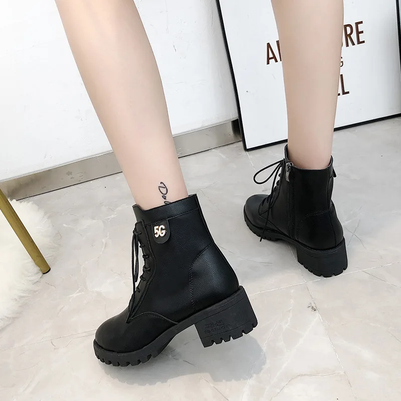 

Short Boots Women's Autumn And Winter Boots 2019 New Style Punched Sheet Red Man-made Diamond Zipper-back Boots Front Zipper Bri