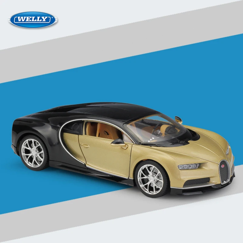 Модель автомобиля Welly Bugatti Chiron из сплава под давлением в масштабе 1:24 игрушка для