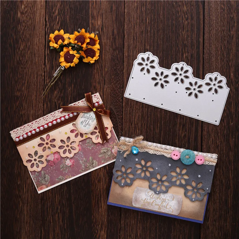  Naifumodo Flower Border Metal Cutting Dies Lace Invitation Scrapbooking Craft Dies Embossing Stenci - 4000511866333