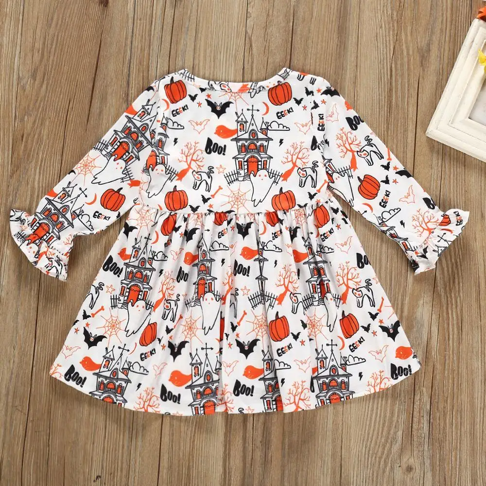 Baby Girls Princess Dress Long Sleeve Halloween Party Dresses Children Casual Clothes 5pcs/lot