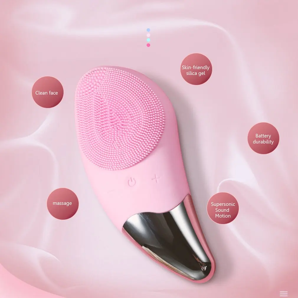 

Mini Electric Facial Cleansing Brush Silicone Sonic Face Cleaner Deep Pore Cleaning Skin Massager Face Cleansing Brush Device
