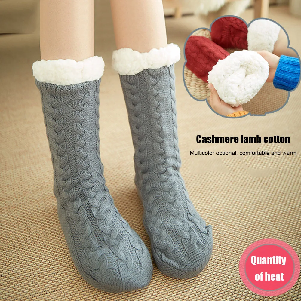 

1Pair Winter Warm Ultra-Plush Slipper Socks 2019 New Thick Anti Slip Indoor Floor Ankle Cute Comfortable Women Socks hh