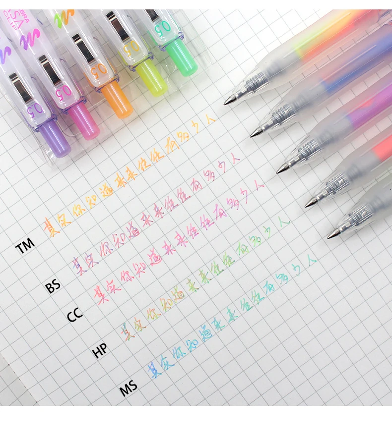 JIANWU 5pcs/set Japan Zebra three-color Rainbow gel pen JJ75 Color marker pen 0.5mm Bullet journal mixed color Student