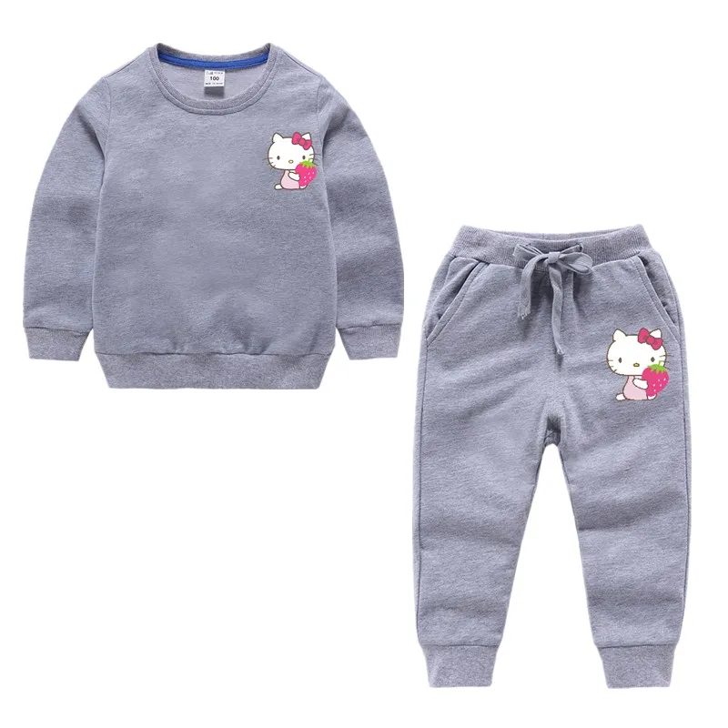 Sweatshirt and Pant Комплекты одежды для девочек «hello kitty» Спортивный Костюм хлопковый свитер+ штаны, 2 предмета, осенняя одежда для малышей комплект одежды для детей - Цвет: Sweatshirt and Pant