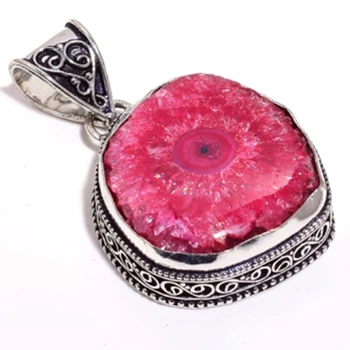 

Genuine Solar Quartz Pendant Silver Overlay over Copper Antique Pendant , Hand Made Women Jewelry Gift