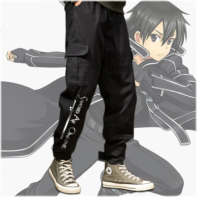 Anime Sword Art Online Kirito Cosplay Costume Summer Casual Loose Elastic  Waist Trousers Men Fashion Korean Long Jogger Pants|Anime Costumes| -  AliExpress