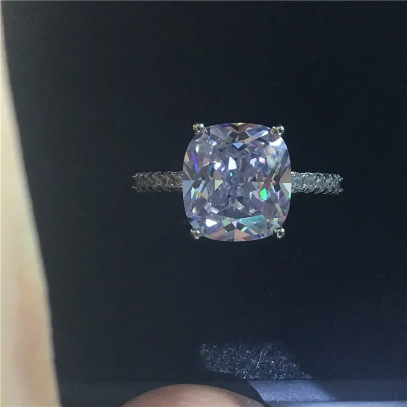 Кольцо Solitaire Promise из стерлингового серебра 925 пробы с подушками 10 мм AAAAA Cz обручальное кольцо кольца для мужчин и женщин ювелирные изделия