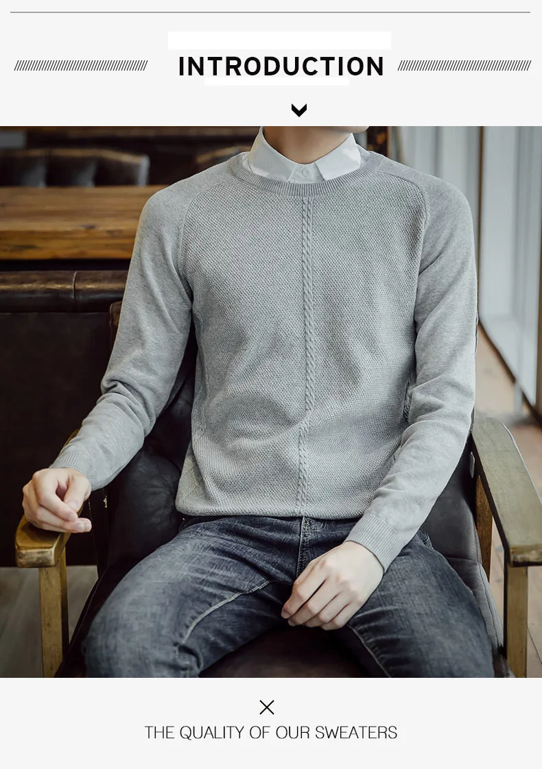 Men Sweater O-Neck Pullover For Male Cotton Long Sleeve Formal Sweater Casual Fashion Men Autumn Slim Pullovers New