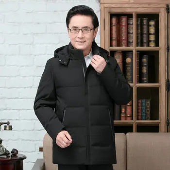 

Men Winter Puffer Jacket Black Hooded Puff Parkas For Man Thick Warm Thermal Wadded Basic Coat Hood Detachable Outerwear Father