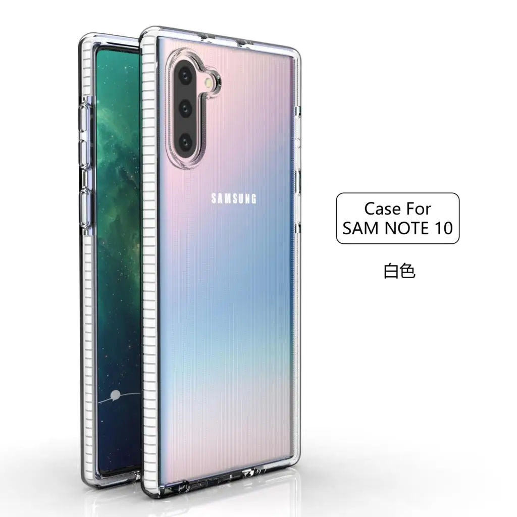 White Прозрачный чехол для samsung Galaxy S8 S9 Lite S10 Plus Note 10 8 9 S10E A50 A70 A40 A10 A20E A30 A7 мягкий прозрачный противоударный чехол - Цвет: White