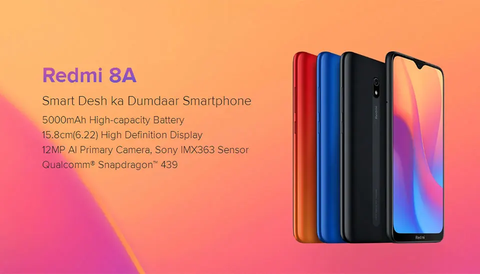 Xiaomi Redmi 8A с глобальной ПЗУ, 64 Гб ПЗУ, 4 Гб ОЗУ, 8 A, 5000 мАч, смартфон Snapdargon 439, четыре ядра, 12 МП, камера AI type-C