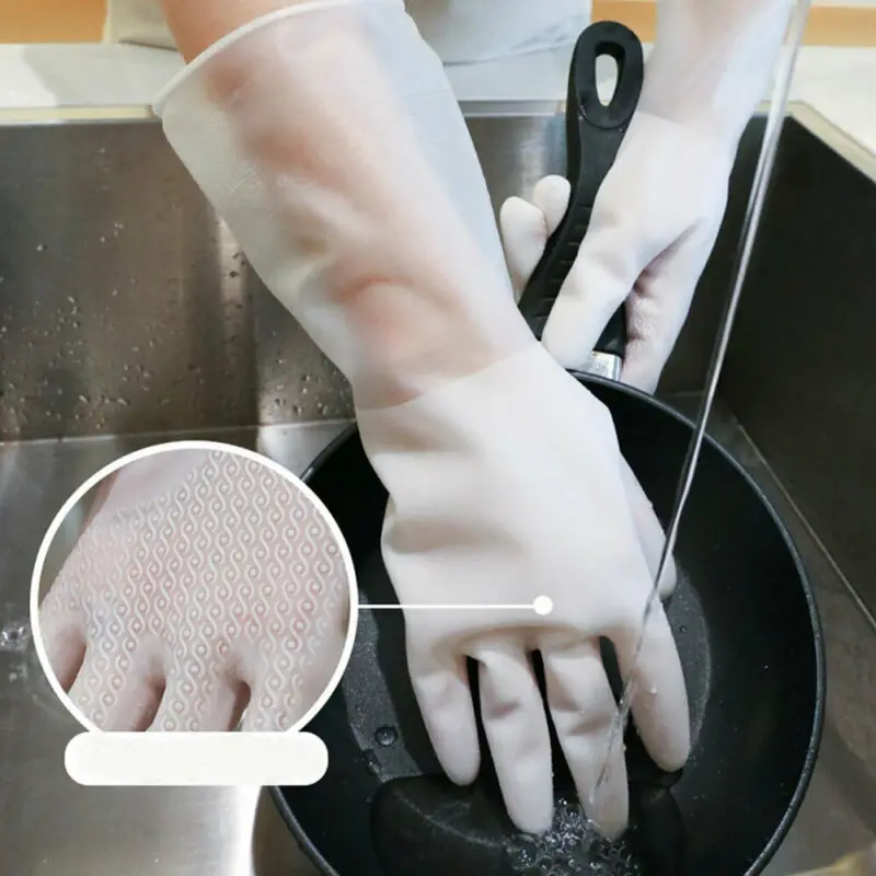 1Pair PVC Dish Washing Gloves S M L Scrubber Cleaning Scrubbing Non-slip Rubber Car Cleaning Kitchen Household Gloves
