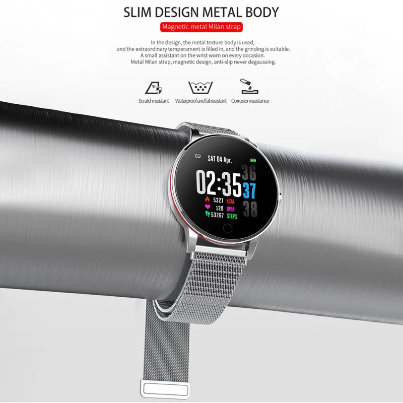 Смарт-браслет для Bluetooth, экран 1,3 дюйма, IP68 водонепроницаемый шагомер, измеритель температуры, кровяное давление, монитор сна, спортивный браслет