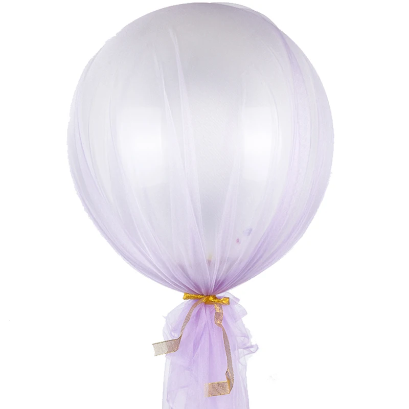 Wedding Balloon Yarn Tulle For 36inch Balloon Decoration Birthday Party Sheer Crystal Organza Fabric Baby Shower Wedding Decor - Color: Purple