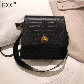

[BXX] Stone Pattern PU Leather Crossbody Bags For Women 2020 Fashion Shoulder Messenger Bag Female Solid Color Handbag HK532