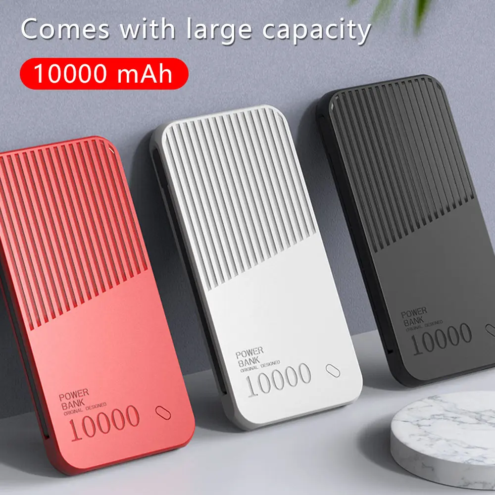 Najtaniej 10000mAh Power Bank podwójne kable USB bateria zewnętrzna dla iPhone 7 11 6 XR PowerBank dla Xiaomi Huawei przenośna ładowarka PoverBank