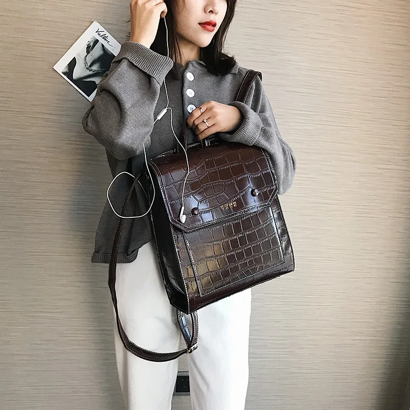 Plecak Damski Miejski Skora Sac A Dos Femme De Marque Lux Cuir Mochilas Para Mujer Antirrobo непроницаемый женский рюкзак