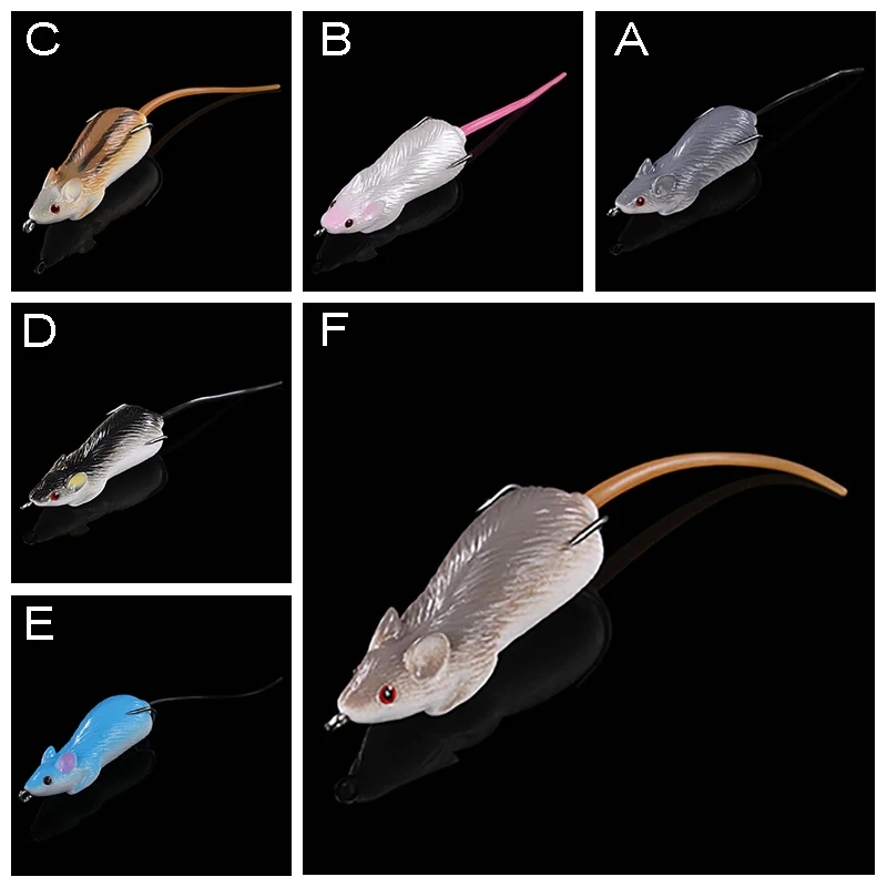 3D Eyes Soft Bait Mouse Fishing Lures Simulation Mouse Bait Lifelike Rat Sharp Hook Bass Snake Head Fishing Tackle Fishing Hook