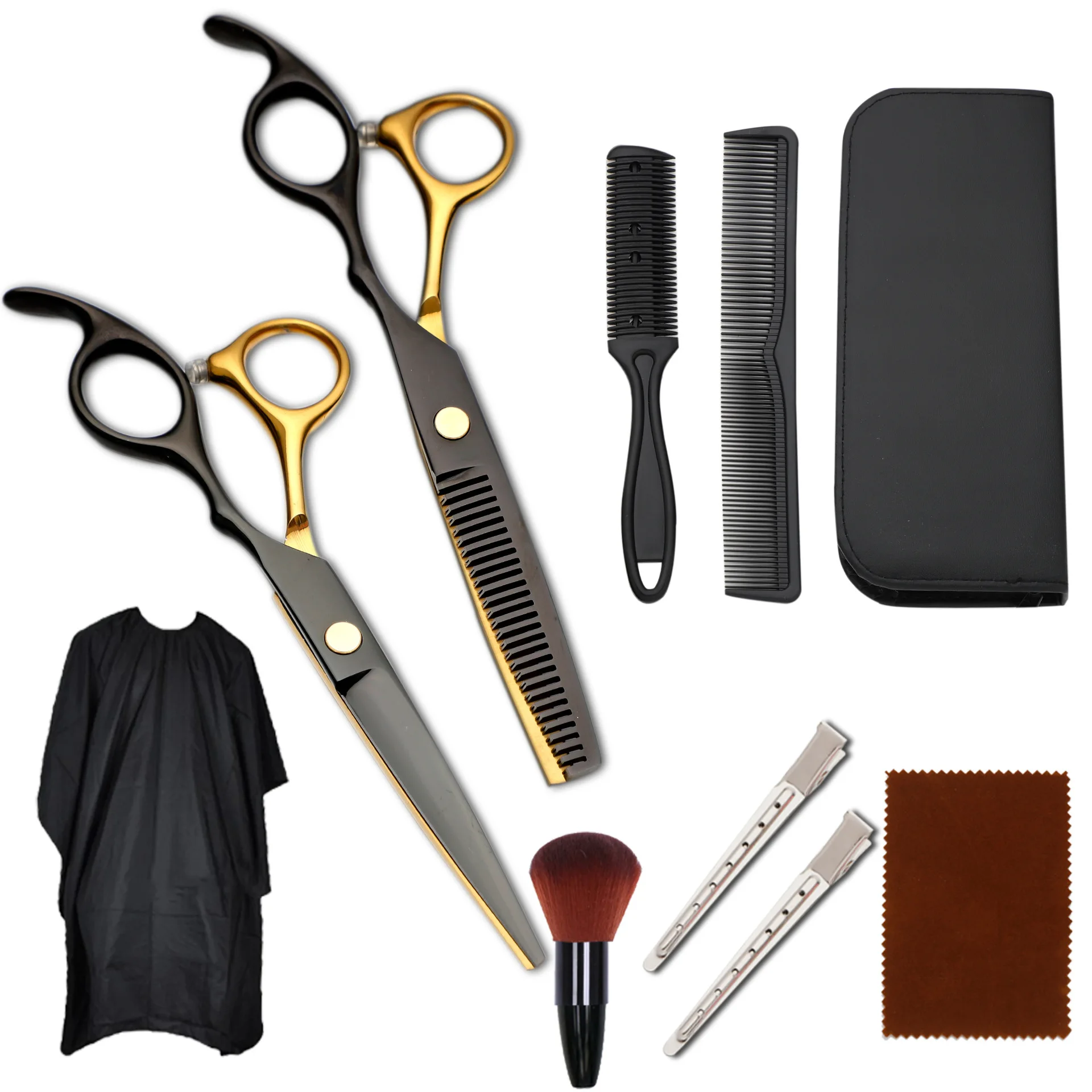 thinning and cutting hair scissors household 2cr 6 hairdressing shear styling tool sharp thinning scissor haircutting utensils 6inch Profissional Hairdressing Scissor Hair Cutting Set double-ended comb kit Barber Shear black/gold Salon Multi-color optiona