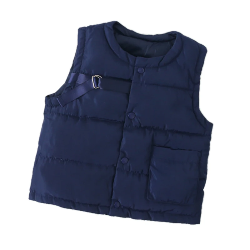 Autumn Winter Casual Fashion Baby Vests Outerwear Solid Color Sleeveless Waistcoats Kids Down Vests Newest - Color: A