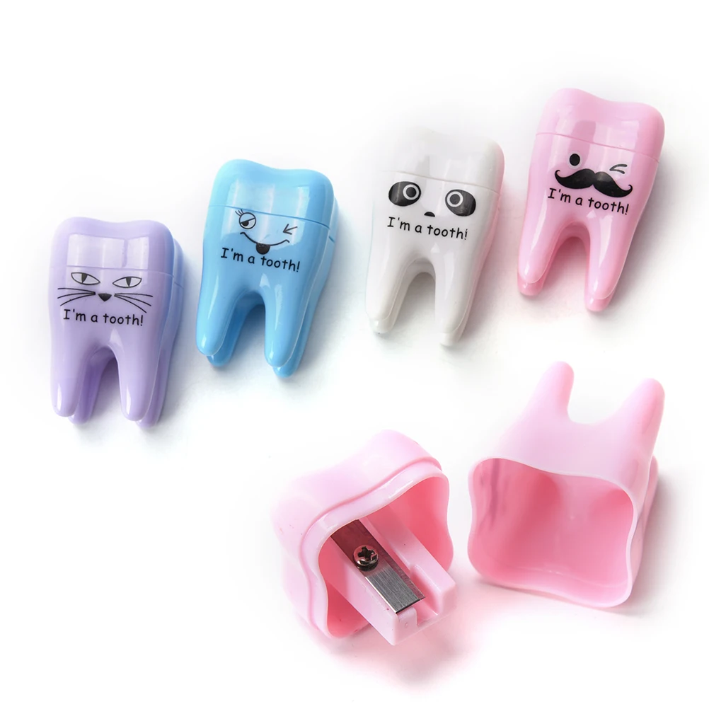 4 шт. мультфильм TeethShape точилка для карандашей ручная Механическая точилка для карандашей для школы OfficeSupplies