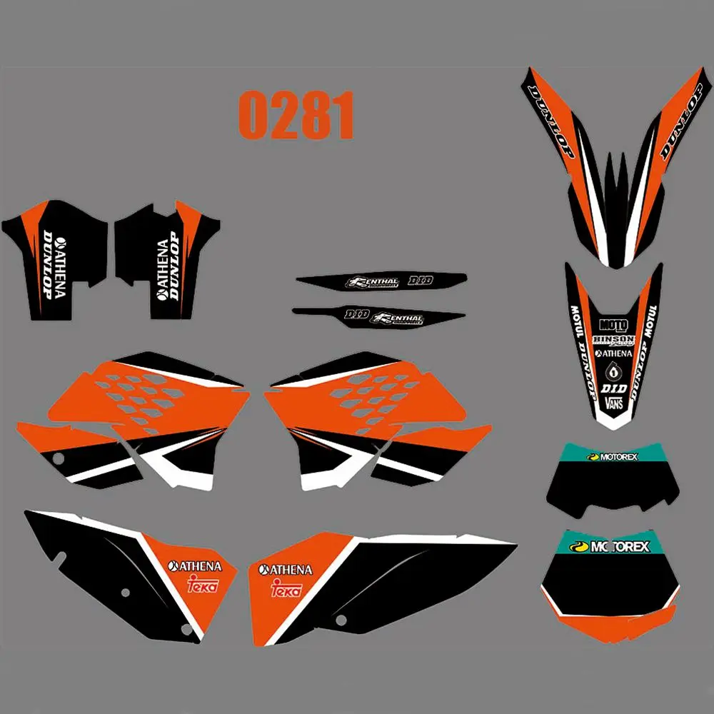 

For KTM EXC XCF 125 250 450 530 2008 2009 2010 2011 New Full Graphics Decals Stickers Custom Number Name Glossy Bright Stickers