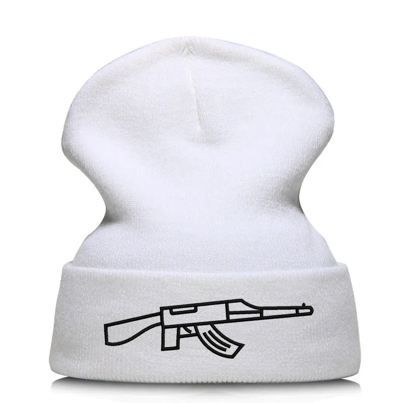 Beanie шляпа Skullie Кепки смутная зима вышивка в стиле панк Для мужчин Для женщин подростков уличных танцев забавные по заказу покупателя хип-хоп-автоматом AK