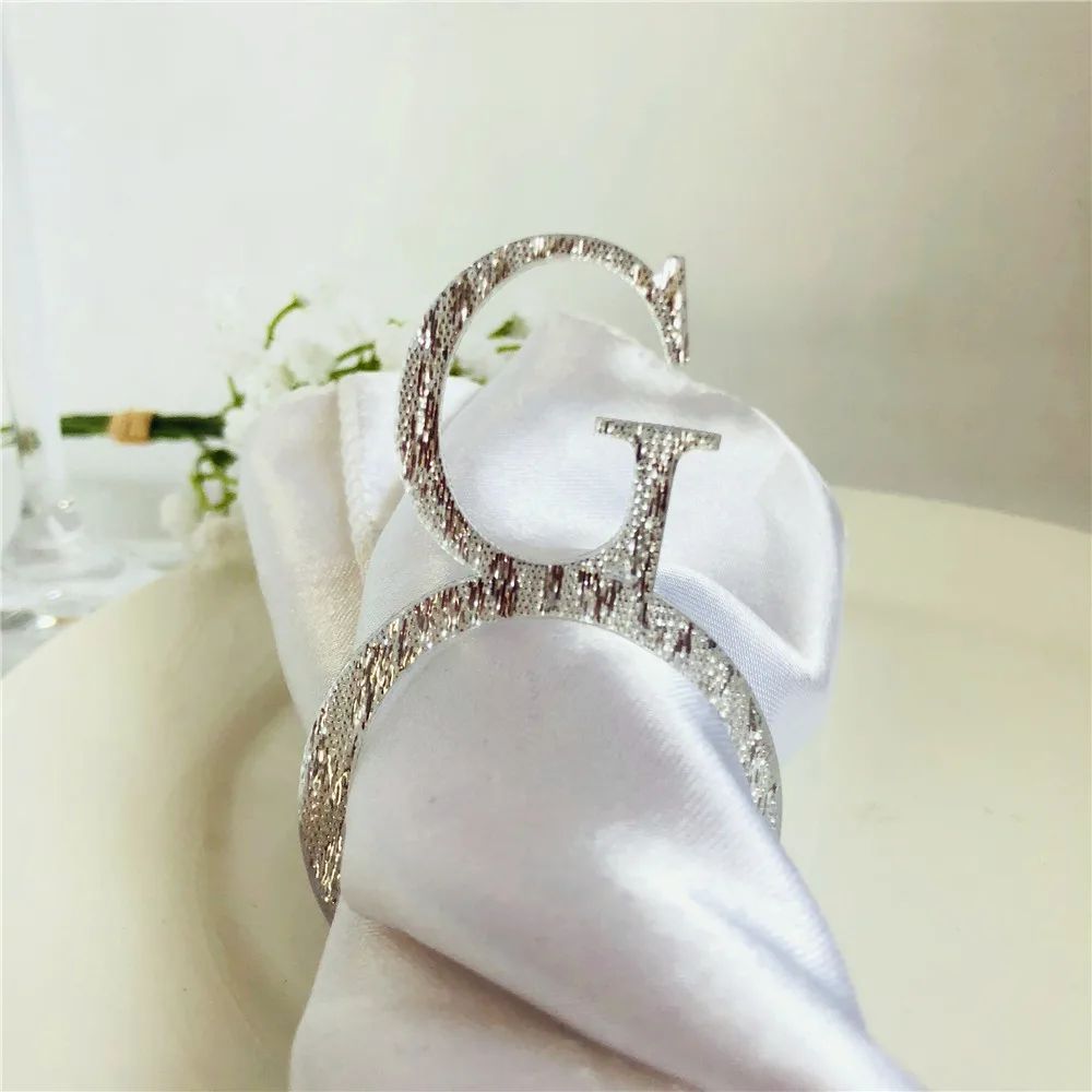 Personalized Letter Table Napkin Ring Wood Napkin Ring Custom Wedding napkin rings Acrylic Cut Napkin Ring with Initials Name