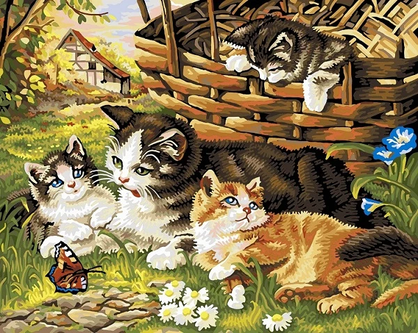 SZYH6047 HUACAN Pictures By Numbers Cat Animals Kits Oil Painting Piano Drawing Canvas HandPainted DIY Home Decoration Gift - Цвет: SZYH6047
