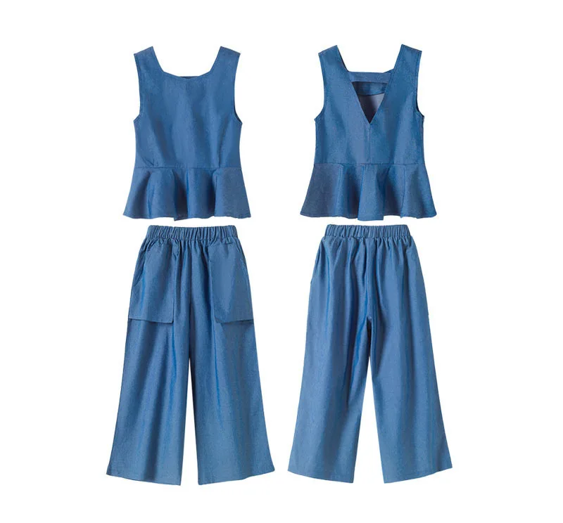 2020 Jeans Big Girls Summer Clothes Girls Clothing Set Kids Fashion Vest Ruffles Tops And Pants Set For Girls Baby Two Piece Set (16).jpg