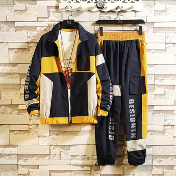 

2019 New Two Pieces Set Suits for Spring Autumn Fashion Mens Sportswear Fashion Tracksuit Men Track Suit