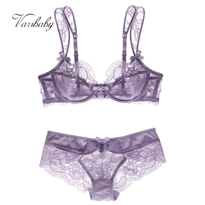 Underwear Varsbaby Lace Close-fitting Bra Sexy Breathable Panty Set