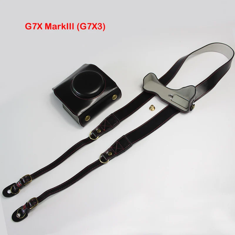 G7X III Black Классический чехол из искусственной кожи для камеры Canon G7X Mark2 G7X II G7XII G7X3 G7XIII G7XM3 с нижней батареей открытым+ ремешком - Цвет: G7X III Black