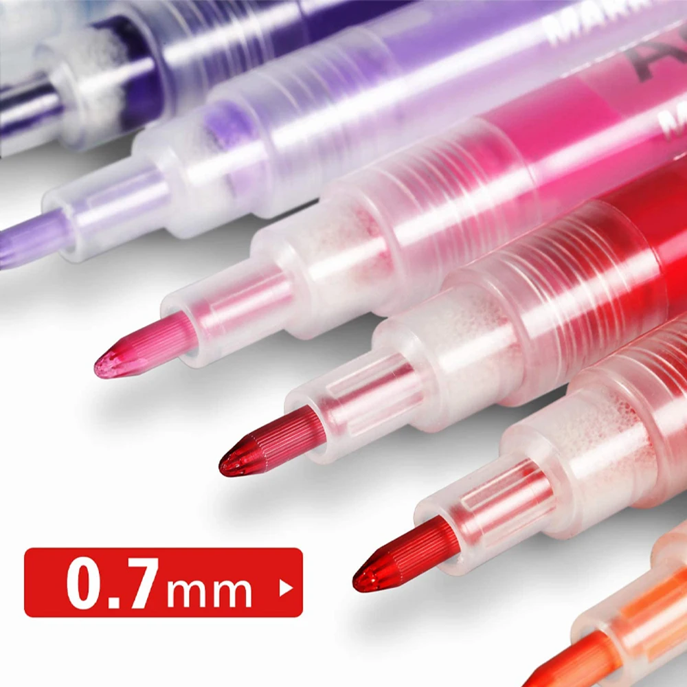 12/24/36 Colors Acrylic Paint Markers Set Water-Based Art Marker Pen 0.7-3mm Fine Tip for DIY Craft Canvas Ceramic Glass Stone