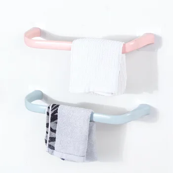 

PP Towel Holder Wall Mounted Horizontal Bar Towel Hanger No Punch Viscose Storage Rack Bathroom Lavatory Practical Organizer