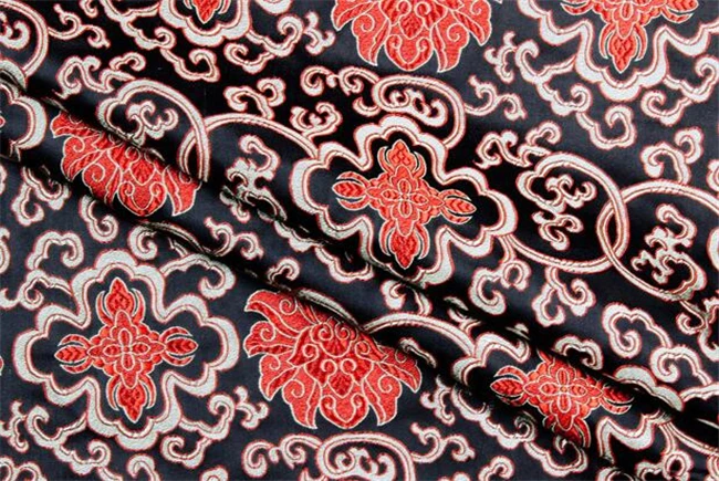 Жаккардовая парча ткань полиэстер ткань для Cheongsam Домашний текстиль украшения ткани ткань для праздничной одежды - Цвет: Black Red