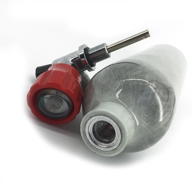 AC30119 Pcp Scuba Tank Pcp Carbon Fiber 1.1L 300Bar Grey Cylinder With Red Valve For Paintball Air Gun Cylinders Diving