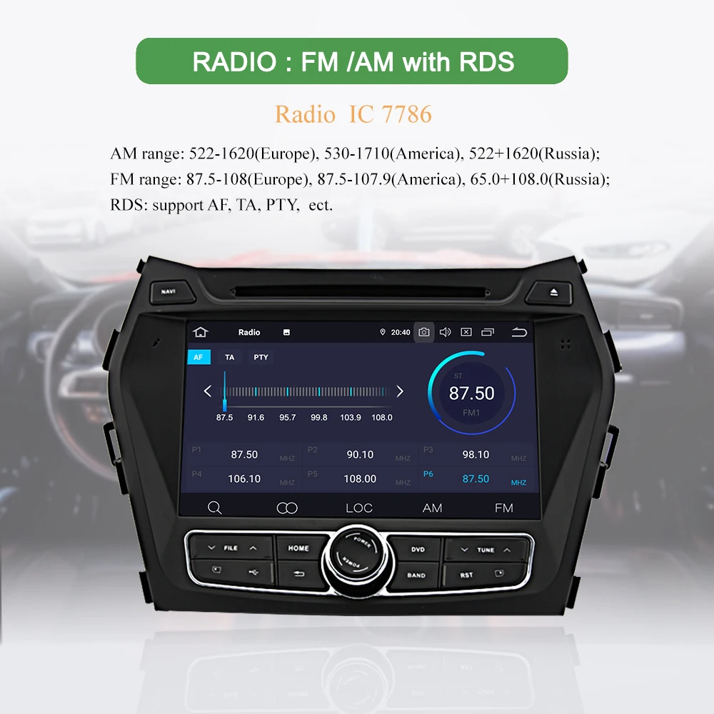 Perfect Bonroad Android 9.0 2Din  Car multimedia player Car DVD Player for Hyundai IX45 / Santa fe Car DVD Radio GPS Navigation Ram4G 5