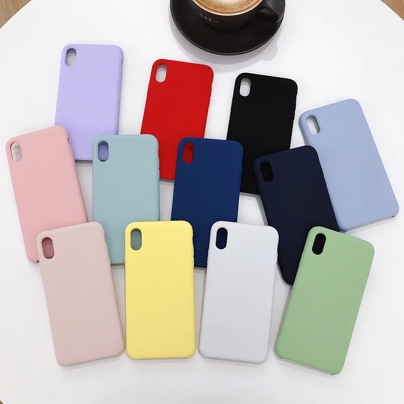 Candy Liquid silicone Phone Cases For iPhone 7 8 Plus 6 6s Solid Color TPU Fundas Case XS Max XR X(10) Cover |