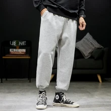 Осенние Хлопковые Штаны для бега, мужские Модные однотонные повседневные спортивные штаны с завязками, мужские уличные свободные брюки, мужские s M-5XL