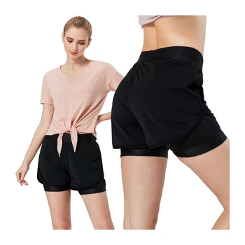 

Fitness Running Shorts 2 In 1 Mesh Quick Drying Training Jogging Cycling Shorts With Longer Lining High Waist Yoga Shorts