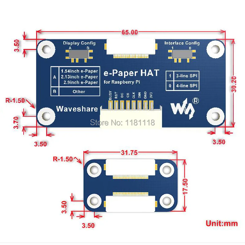 Raspberry Pi e-paper E-Ink lcd 2,9 дюймовый гибкий дисплей