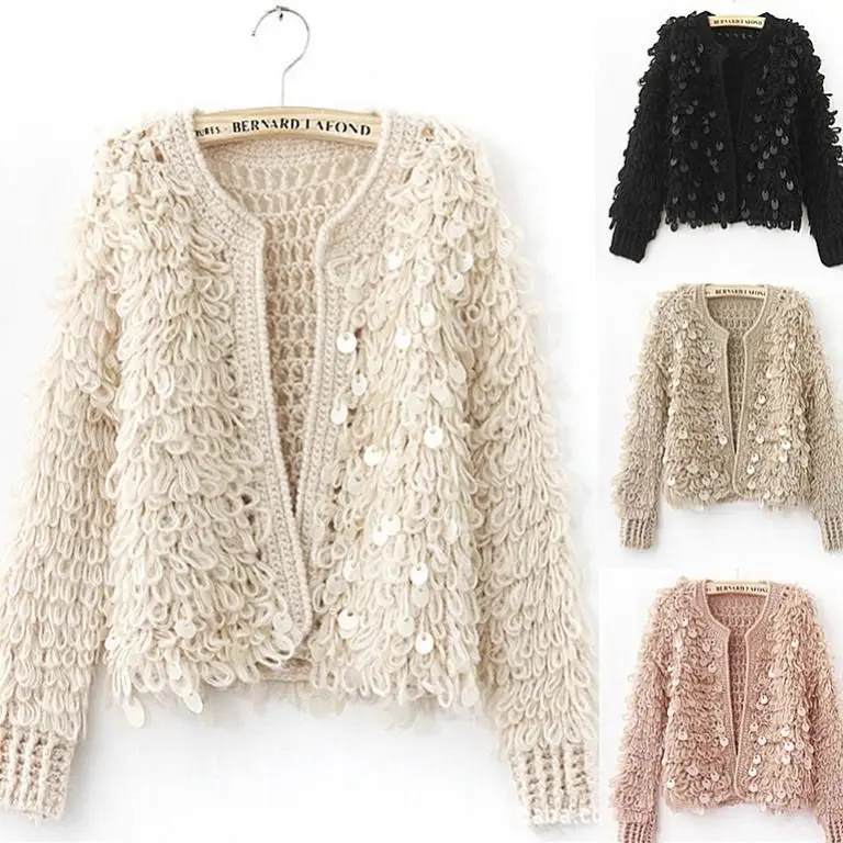 

European and American cardigan thickened knitwear small fragrant sweater coat female spring and autumn students Korean version