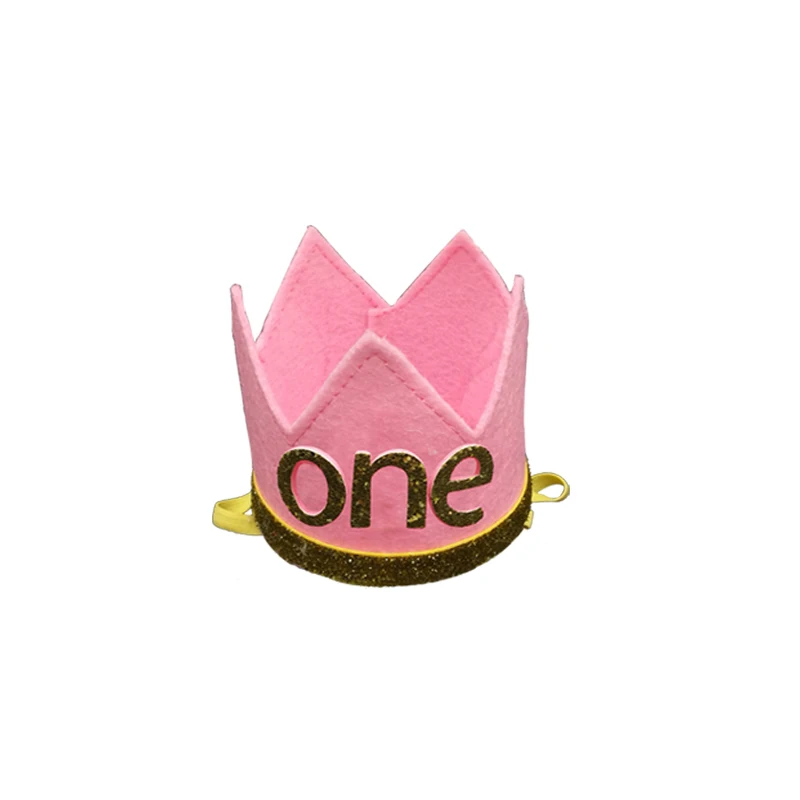 Pink One Chicinlife One 1 мальчик корона для девочек повязка на голову 1st День Рождения украшения дети один год праздничный колпак головная повязка ребенок душ Вечерние - Цвет: Pink One