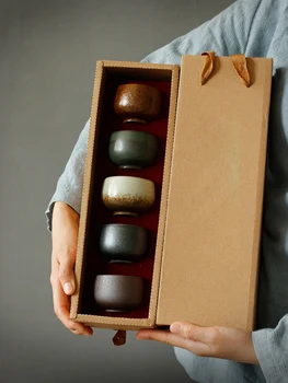 

LUWU ceramic teacups set of 5 cups chinese kung fu cup sets drinkware 80ml