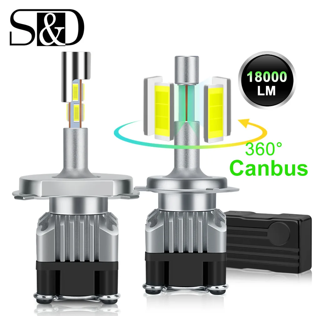 18000LM 4 стороны Canbus H7 светодиодный светильник H1 Turbo H4 9005 HB3 9006 HB4 H8 H11 лампа 6500K 360